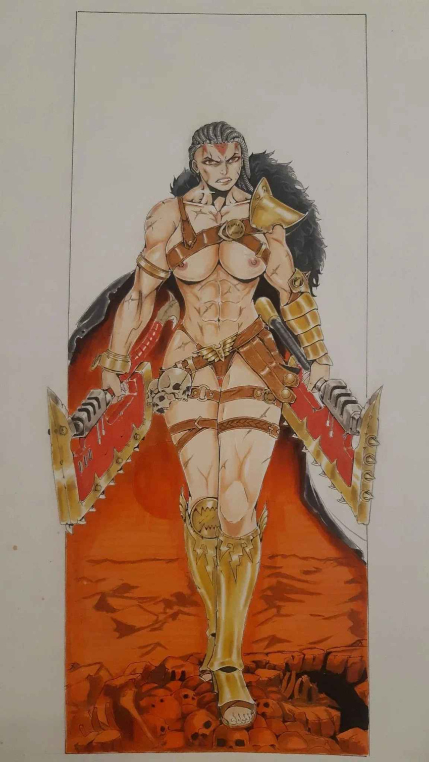 1girls angron aurion_(artist) butcher's_nails female female_only imperium_of_man muscles muscular_female primarch rule_63 scar scars scars_all_over solo solo_female warhammer_(franchise) warhammer_40k world_eaters