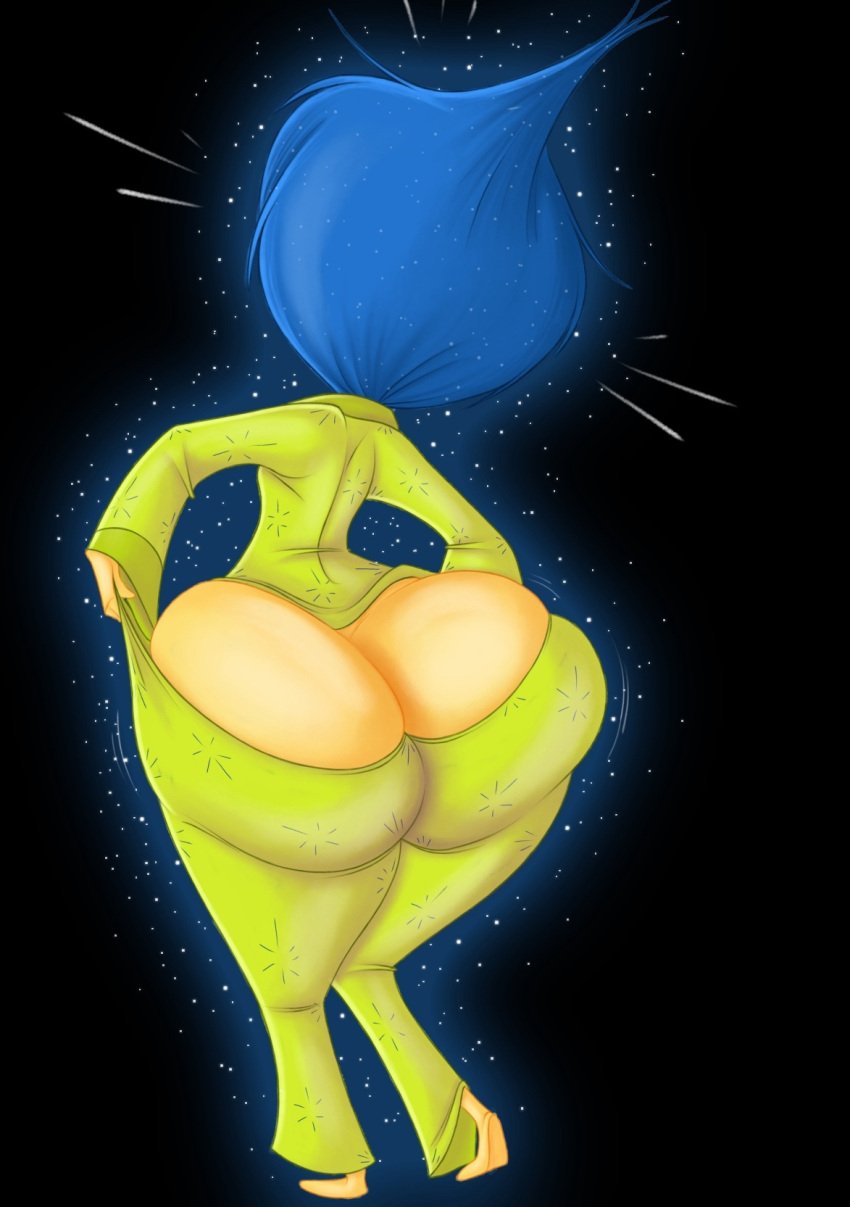 1girls 2024 ass ass_cleavage ass_focus ass_peek blue_hair butt_crack clothed disney enormous_ass faceless faceless_female female female_only giant_ass green_pajamas huge_ass inside_out inside_out_2 joy_(inside_out) no_underwear pajamas pajamas_pull pixar revealing_clothes silentjack8 struggling_to_fit tagme yellow_body yellow_skin