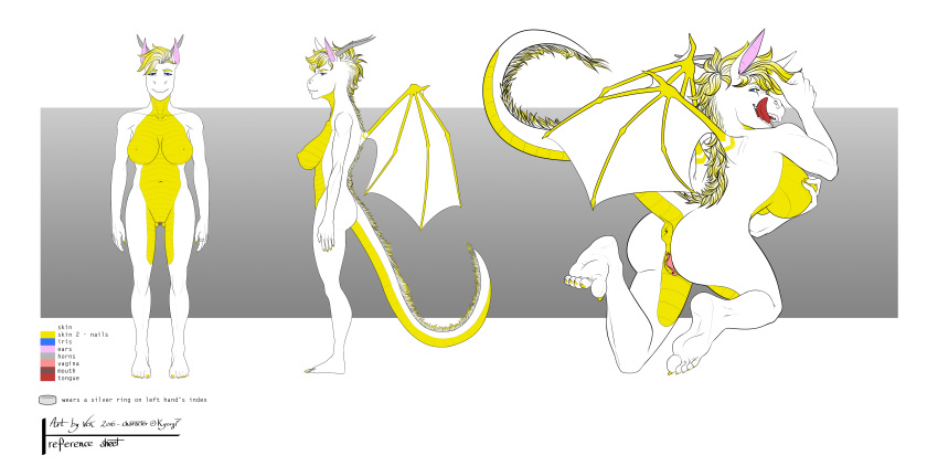 2016 anthro anus breasts clitoris dragon female female_only kyorg7 model_sheet nipples not_furry nude pussy seductive simple_background vck white_skin