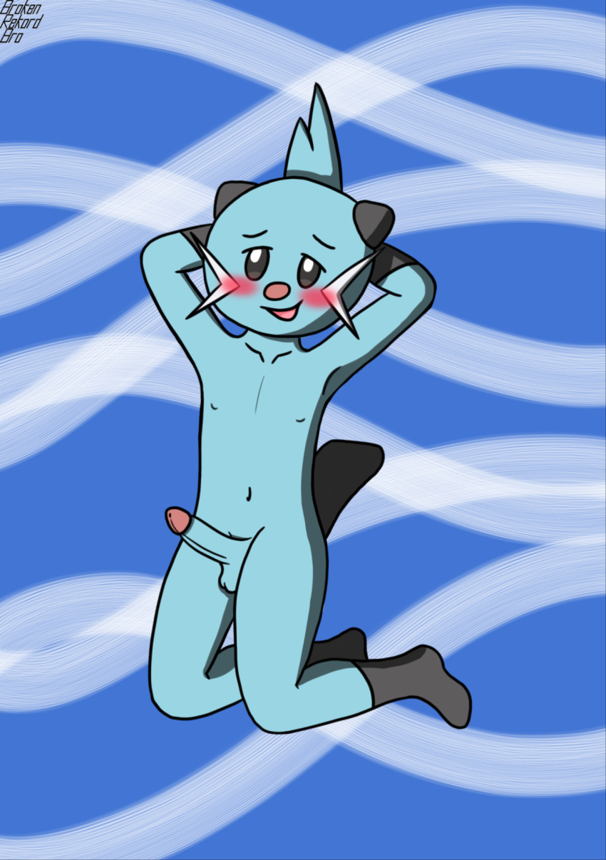 anthro blush brokenrekordbro dewott digital_media_(artwork) furry looking_at_viewer male male_only penis pok&eacute;mon_(species) pokemon pokemon_(species) tagme