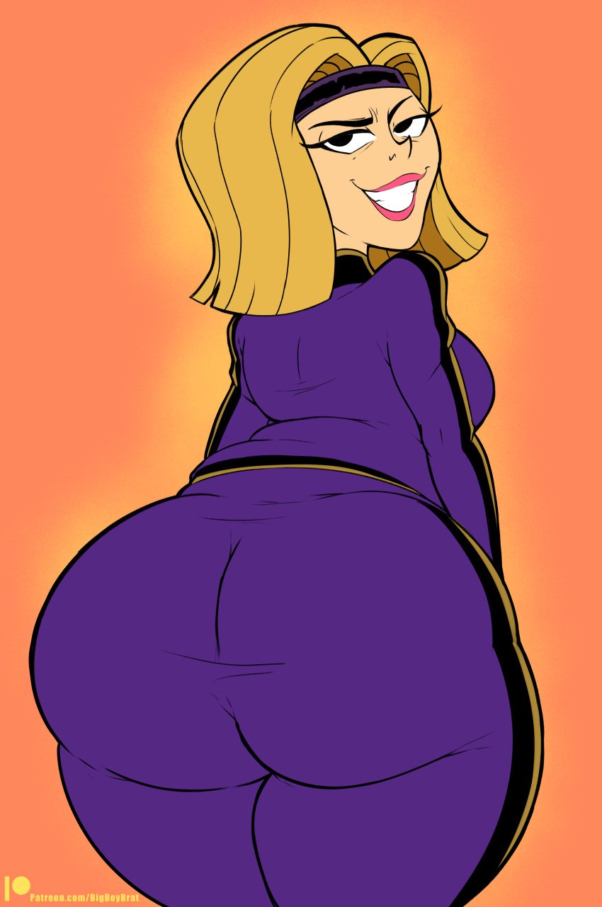 1girls ass big_ass blonde_hair bottom_heavy breasts bubble_butt clothing coach coach_greer dat_ass disney fat_ass female female_only huge_ass jacket large_ass looking_at_viewer looking_back marvel massive_ass moon_girl_and_devil_dinosaur pants png smile solo teenagebratwurst thick_ass thick_thighs thunder_thighs wide_hips