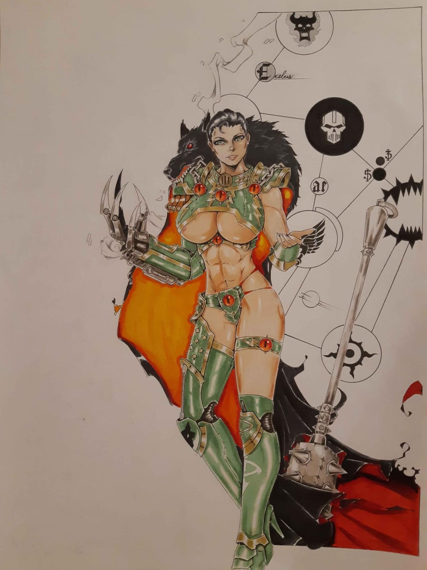 1girls aurion_(artist) female female_only horus_lupercal imperium_of_man muscles muscular_female primarch rule_63 solo solo_female sons_of_horus warhammer_(franchise) warhammer_40k