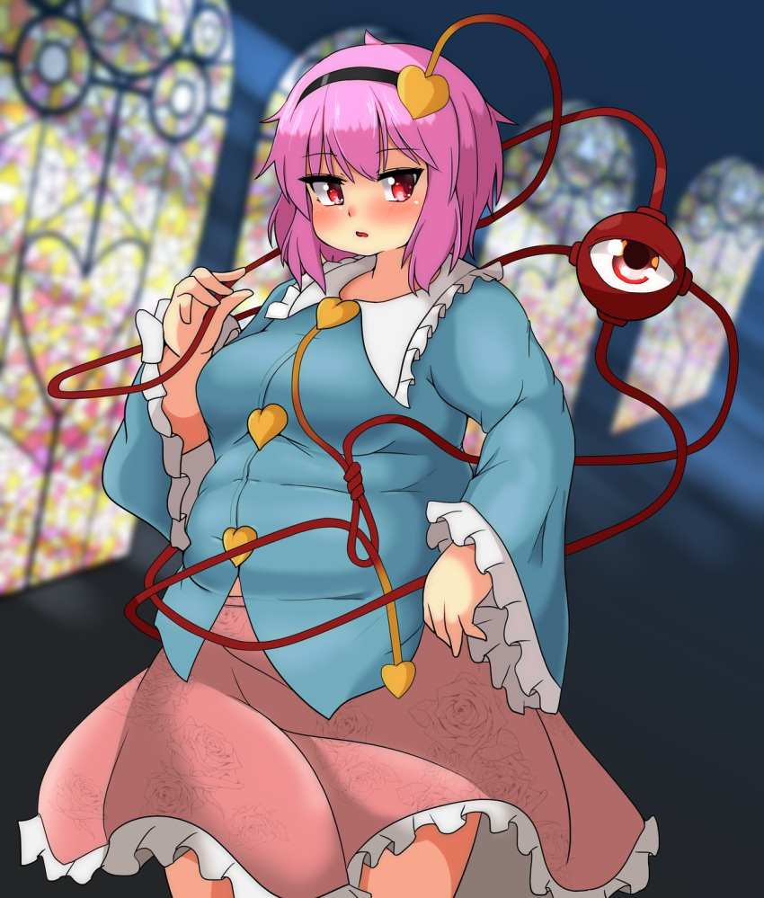 bbw belly_overhang big_belly big_female blush blush chubby chubby_female embarrassed fat fat_ass fat_female fat_fetish fat_girl fat_woman fatty large_female nerizou obese obese_female overweight overweight_female pig pink_hair plump pork_chop satori_komeiji thick_thighs touhou tubby weight_gain