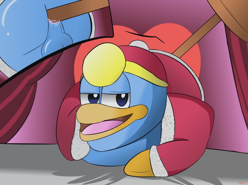 anal anus ass ass_up backsack balls bent_over clothed clothing cum cum_in_ass cum_inside curtains hammer hi_res king_dedede kirby_(series) looking_at_viewer male_only nintendo open_mouth partially_clothed pawn saliva simple_background solo tools video_games