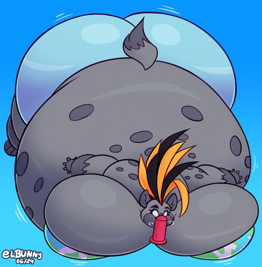 big_ass big_breasts breasts bubble_butt elbunny female furry huge_ass huge_breasts hyena inflation tagme thick_thighs water_inflation wide_hips