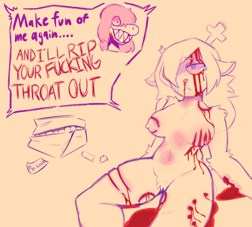 abuse after_rape after_sex bad_end bite bite_mark bite_mark_on_breast bite_mark_on_thigh bite_marks blank_stare bleeding blood blood_drip blood_on_face broken_horn bruise bruised deltarune dying galaxiedraws gore guro imminent_death laceration misunderstanding noelle_holiday nosebleed susie_(deltarune) threat threatening undertale_(series) yelling_from_off_screen