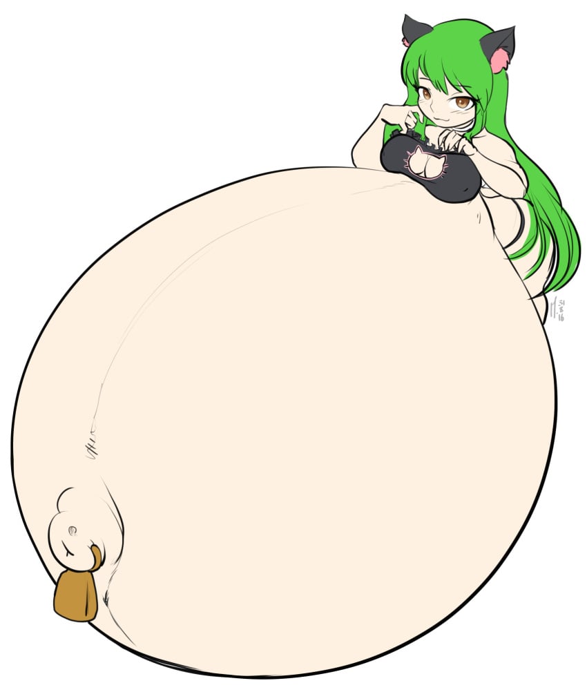 1girls bell c.c. cat_ears catgirl code_geass hyper hyper_belly hyper_pregnancy marrazan outie_navel pregnant ready_to_pop solo