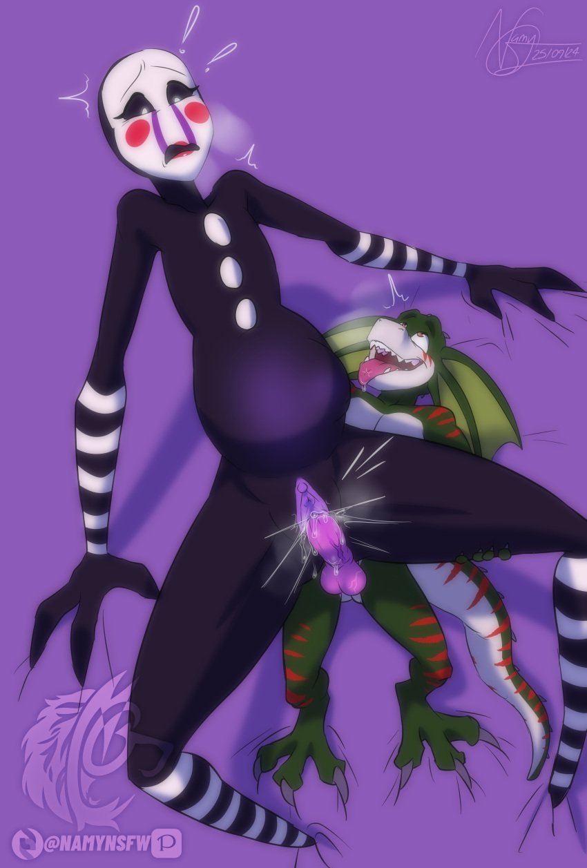 five_nights_at_freddy's furry lizard namygaga pregnant pregnant_sex puppet_(fnaf)