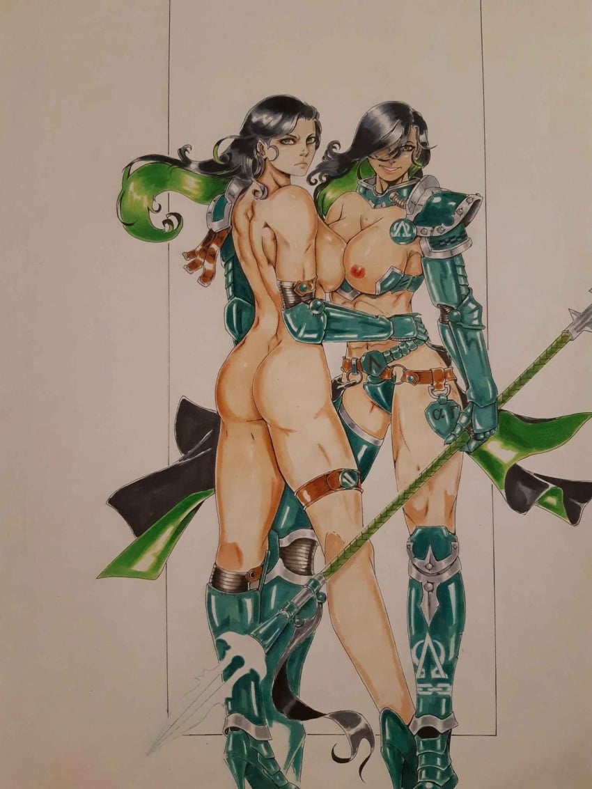 2girls alpha_legion alpharius aurion_(artist) female female_only imperium_of_man multiple_girls muscles muscular_female omegon primarch rule_63 twins warhammer_(franchise) warhammer_40k