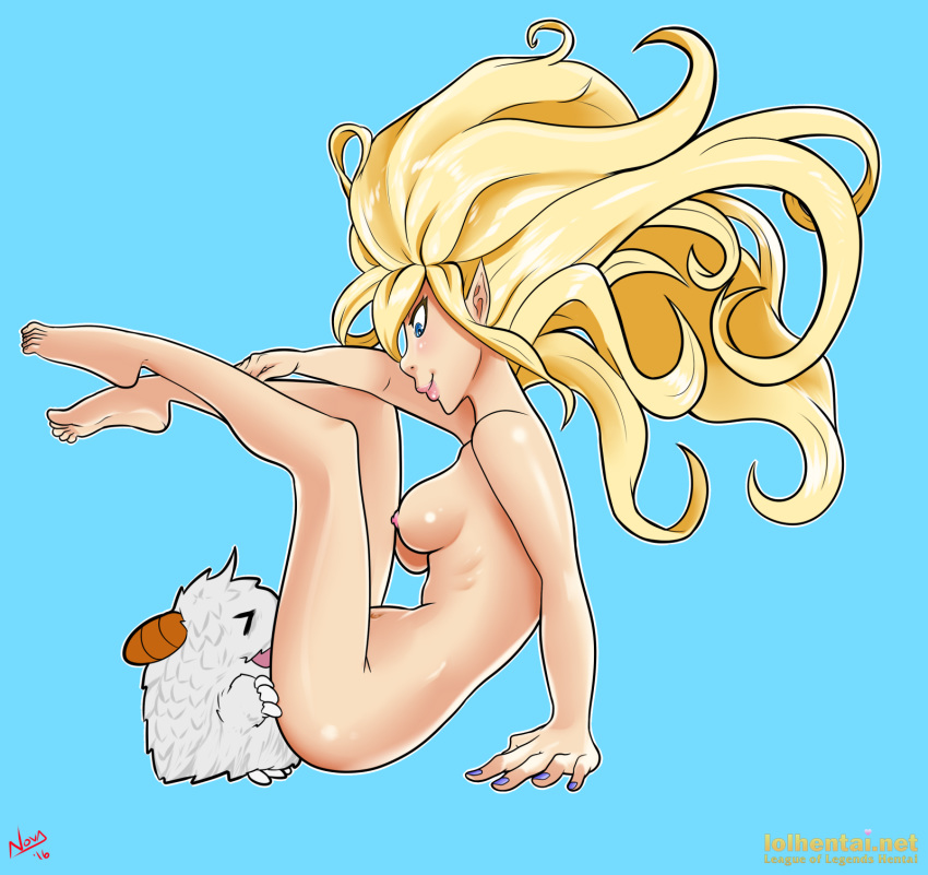 blonde_hair blue_eyes breasts cunnilingus duo feet female hair hi_res horn human janna_windforce league_of_legends male mammal nipples nude oral penetration pointy_ears poro_(league_of_legends) riot_games scorchingnova sex size_difference vaginal_penetration video_games