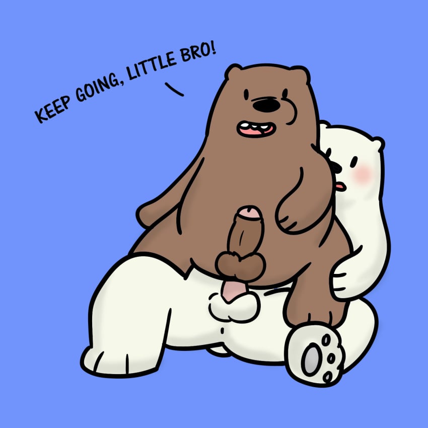 anal bazookiton bear blush cartoon_network dialogue fur grizzly_(wbb) grizzly_bear ice_bear incest male mammal open_mouth penetration penis polar_bear sex simple_background we_bare_bears yaoi