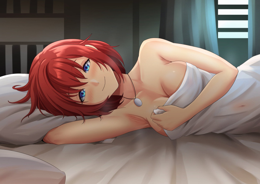 1girls bed_sheet covering female female_only kairi kingdom_hearts red_hair redval redvalentine15