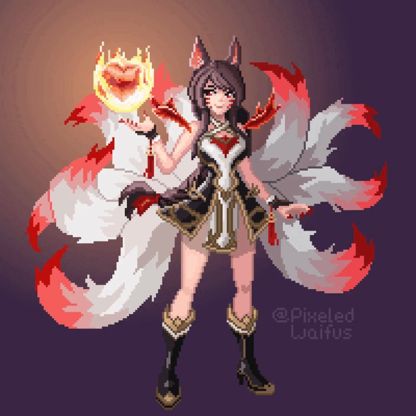 9_tails ahri animal_ear_fluff animal_ears animal_girl animated animated big_breasts black_hair bouncing_breasts breasts busty cleavage clothing curvaceous curves curvy curvy_body curvy_female curvy_figure curvy_hips eyelashes eyeliner eyeshadow facial_markings female fluffy fluffy_ears fluffy_tail fluffy_tails fox fox_ears fox_girl fox_tail furry_tail hips humanoid inner_ear_fluff kemonomimi kitsune league_of_legends light-skinned_female light_skin long_hair multiple_tails nine_tailed_fox pale-skinned_female pale_skin pixel_art pixeledwaifus riot_games risen_legend_ahri tail vastaya video_games yellow_eyes