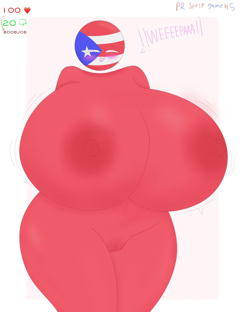 big_breasts breast_expansion breasts_bigger_than_head c10ckw07k countryhumans countryhumans_girl exposed_breasts gigantic_breasts hispanic hyper_breasts naked naked_female nipples puerto_rican puerto_rico_(countryhumans) strip_game