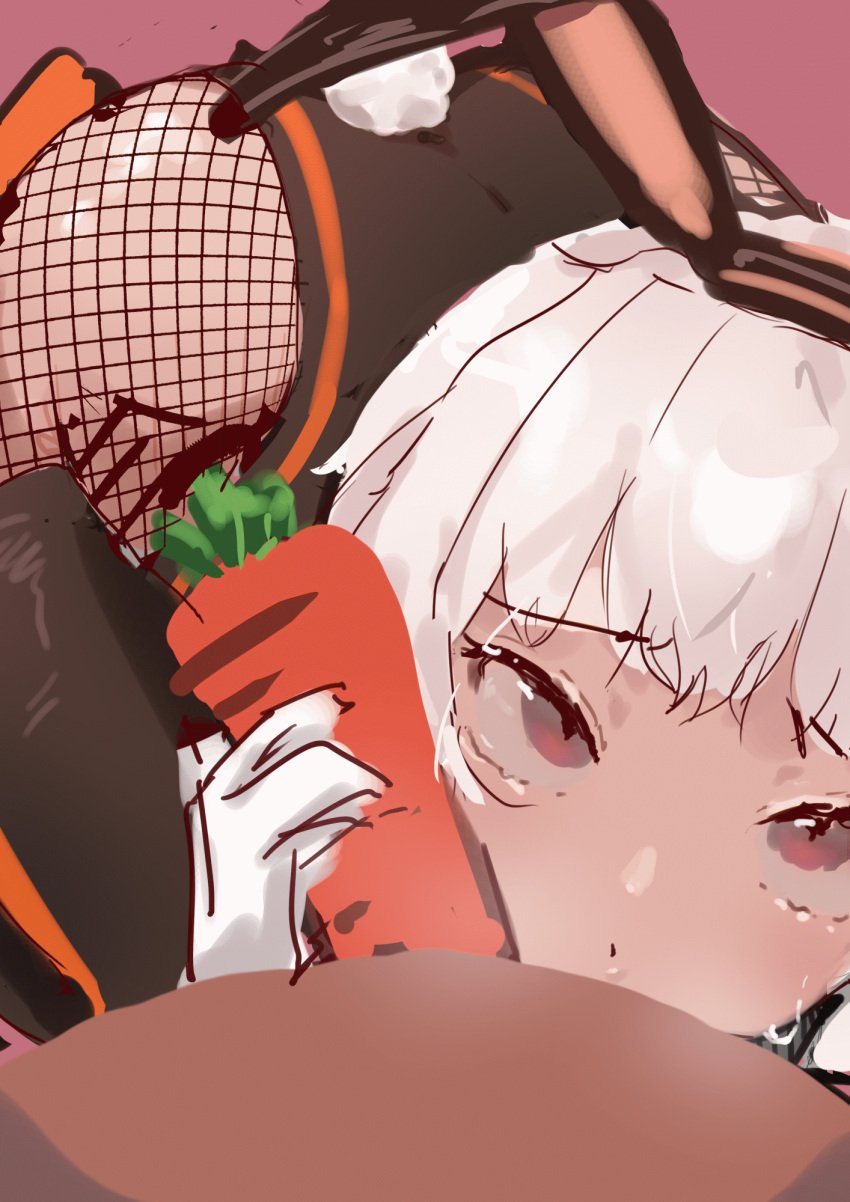 1girls animated ass bunny_ears bunny_tail carrot female fishnets handjob library_of_ruina lobotomy_corporation myo_(lobotomy_corporation) project_moon red_eyes short_hair white_hair