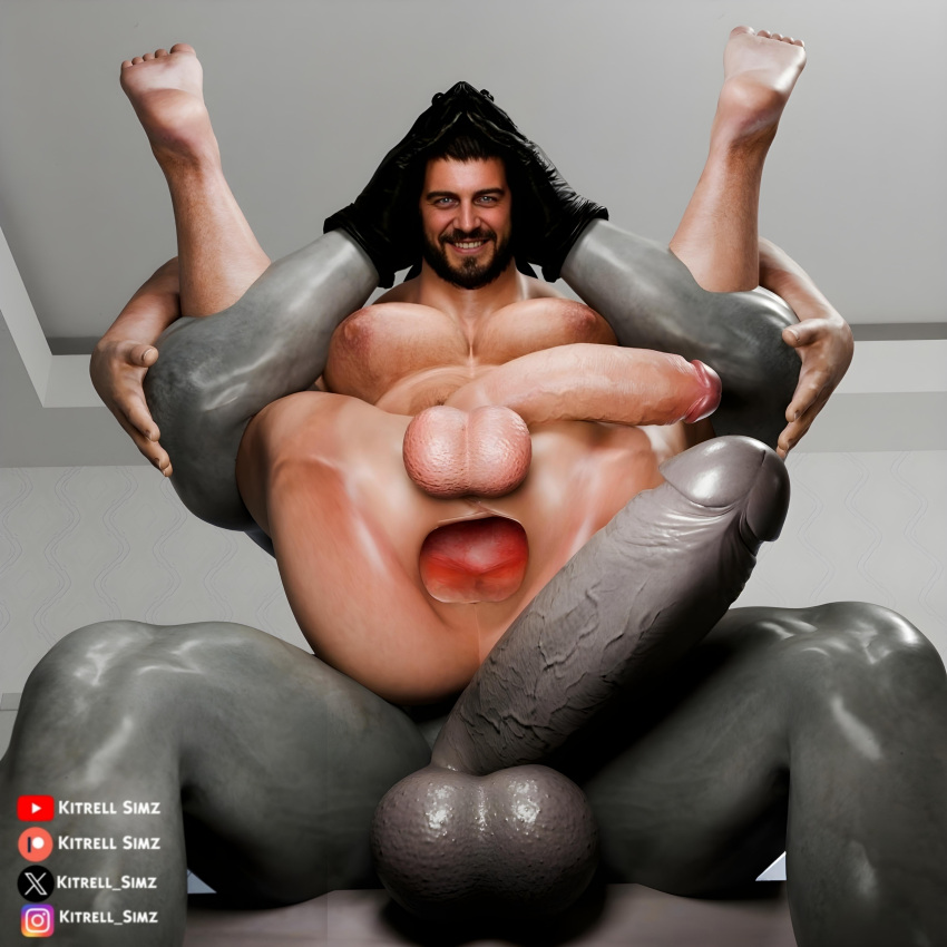 3d big_ass big_balls big_pecs big_penis blender chris_redfield full_nelson gaped_anus gaped_ass gay kitrell_simz mr_x penis resident_evil tyrant