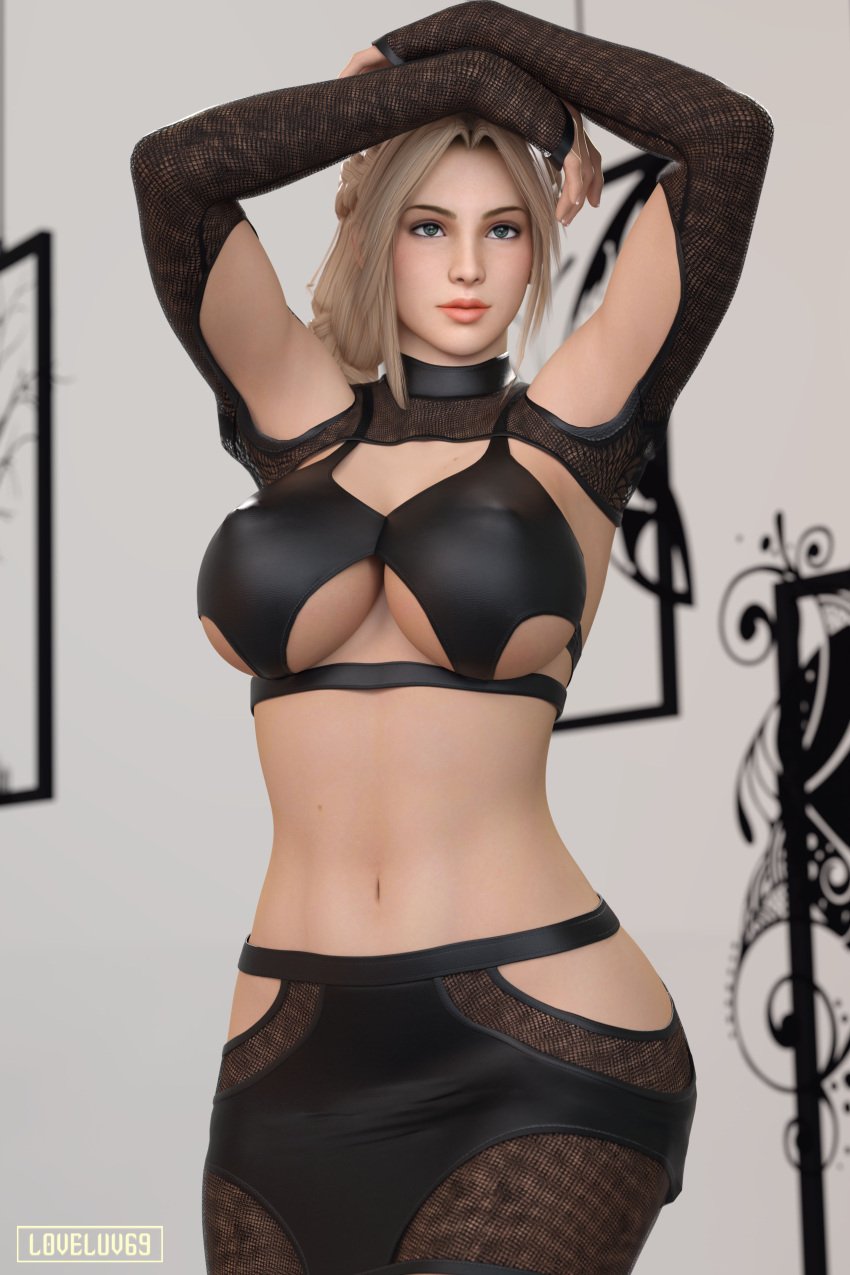 3d blonde_hair busty dead_or_alive female female_focus female_only helena_douglas hourglass_figure long_hair loveluv69 pinup pinup_pose tagme wide_hips