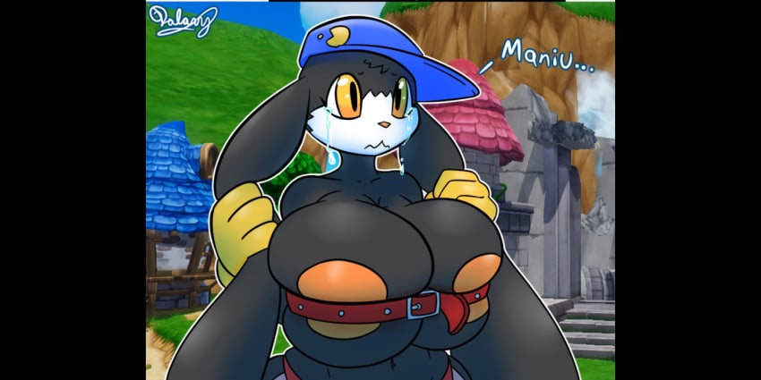 beltbra black_fur bunny_girl d-6alaxy dee6alaxy furry klonoa klonoa_(series) orange_nipples rule_63