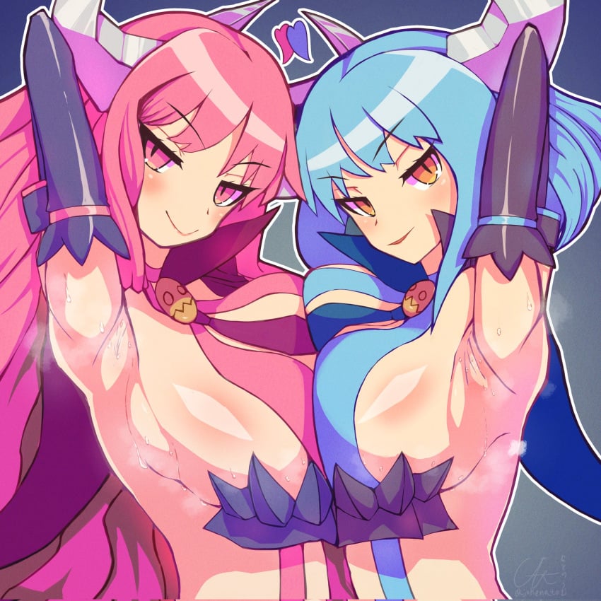 breasts disgaea jokenato large_breasts nippon_ichi_software pressing_breasts_together sideboob succubus succubus_(disgaea) succubus_costume succubus_horns succubus_outfit