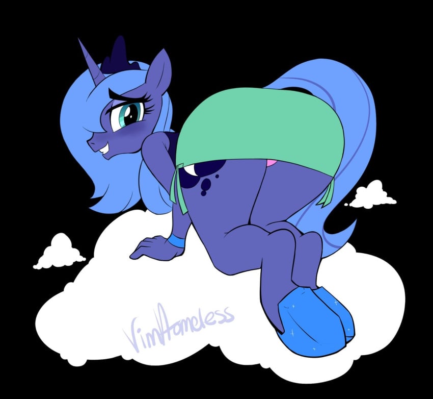 alicorn ass bent_over dress embarrassed looking_back my_little_pony panties princess_luna_(mlp) skirt tagme upskirt vimhomeless