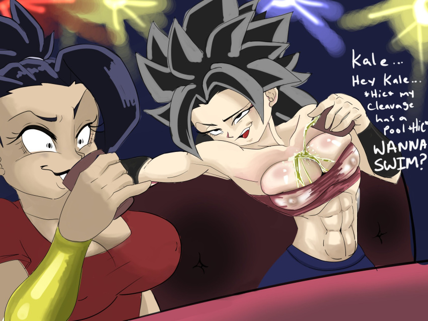 2girls bitch black_hair breasts caulifla dark-skinned_female dark_skin dragon_ball dragon_ball_super hooker imminent_kiss imminent_penetration imminent_sex imminent_vaginal kale_(dragon_ball) large_breasts multiple_girls muscular muscular_female nude pervert pervert_female pseudocel sex_invitation sexually_suggestive smile