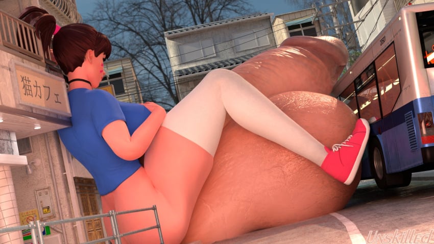 1futa 3d ass balls balls_bigger_than_penis big_breasts bottomless breasts brown_hair clothing d.va futa_giantess futa_only futanari giantess gigantic_penis gigantic_testicles huge_balls huge_cock huge_penis huge_testicles hyper hyper_balls hyper_penis large_breasts light-skinned_futanari light_skin macro oversized_balls overwatch overwatch_2 penis sitting solo testicles thick_penis thighhighs unski113d