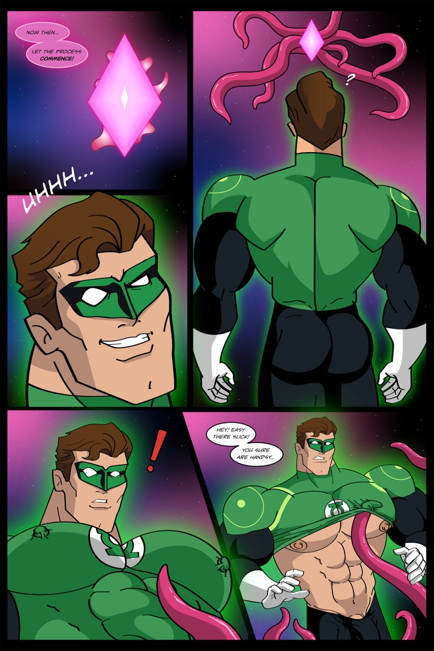 ass big_cock big_penis butt caucasian caucasian_male comic dc dcau english english_text green_lantern green_lantern_(series) green_lantern_corps hal_jordan huge_cock huge_penis justice_league male male_only masked mchlsctt709 muscles muscular muscular_male penis_peek shirt_lift superhero tentacle tentacles text violet_lantern