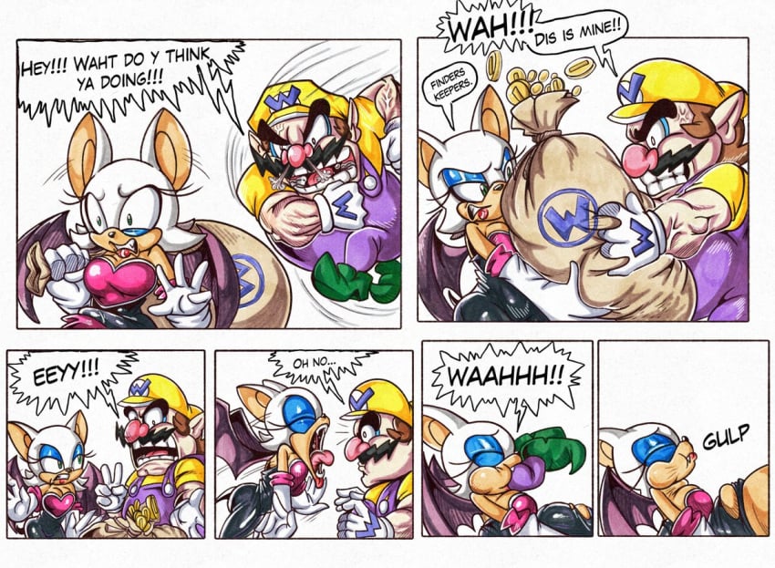 comic crossover dialogue english_text furry killboo mario_(series) nintendo rouge_the_bat sega sonic_(series) sonic_the_hedgehog_(series) text unwilling_prey vore wario wario_land