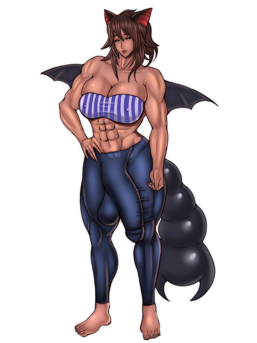 1futa artist_request breasts brown_hair bulge bulge_through_clothing clothed clothing commission commissioner_upload flaccid full_body futa_only futanari gliscor huge_cock humanoid koroza_(futaflux) long_hair monster_girl mostly_clothed muscular muscular_futanari penis pokemon solo source_request standing tail