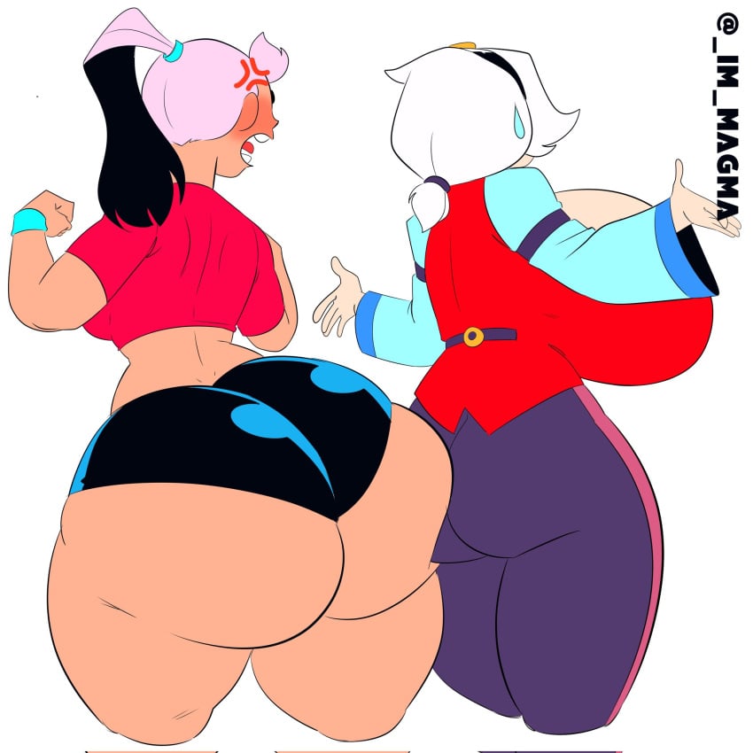 2girls angry ass ass_comparison ass_vs_breasts big_ass big_breasts brawl_stars breasts colette_(brawl_stars) comparison elpiromanias huge_ass huge_breasts janet_(brawl_stars) supercell thick_thighs