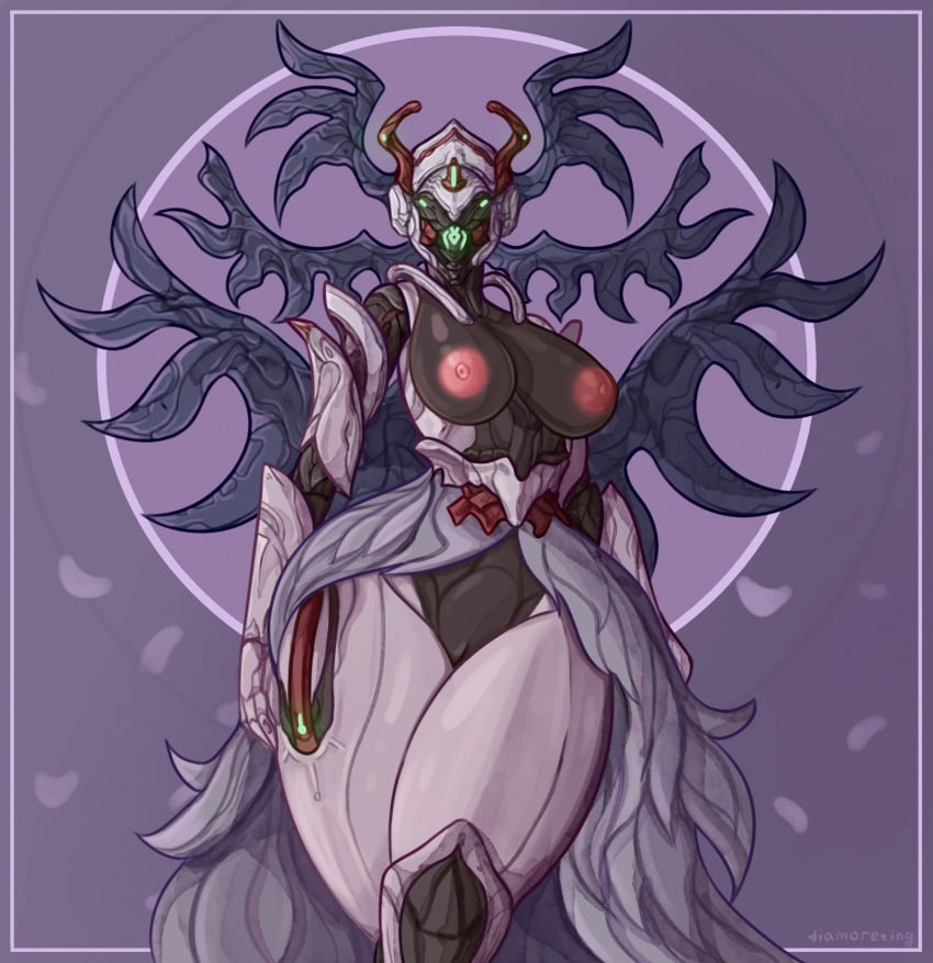 big_breasts diamoreting hips huge_breasts jade_(warframe) looking_at_viewer pussy thick_thighs warframe wings