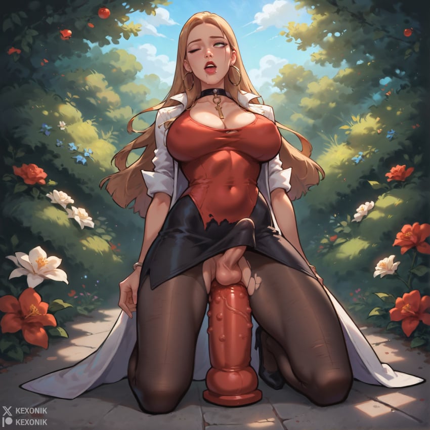 1futa ai_generated breasts bulge bulge_through_clothing bulge_through_skirt choker cleavage dickgirl dildo dildo_in_ass dildo_insertion dildo_penetration dildo_riding dildo_sitting erect_penis erection erection_under_clothes futa_only futanari huge_dildo kexonik kneeling nipple_bulge nipples_visible_through_clothing oleana_(pokemon) on_knees one_eye_closed orgasm orgasm_face orgasm_from_anal penis pleasure pleasure_face pleasured pleasured_face pokemon pokemon_ss puffy_nipples riding riding_dildo solo testicles torn_clothes torn_clothing