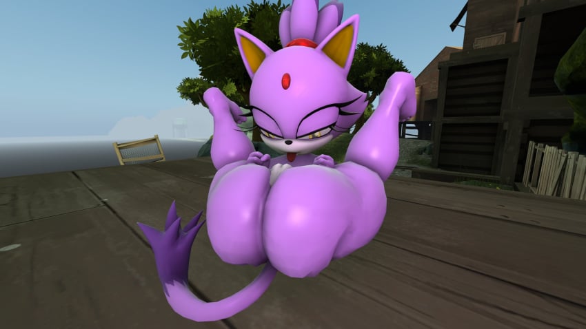 2016 3d anthro ass autocunnilingus big_ass blaze_the_cat darksorm feline female mammal masturbation nude oral penetration pussy solo sonic_(series) vaginal_penetration