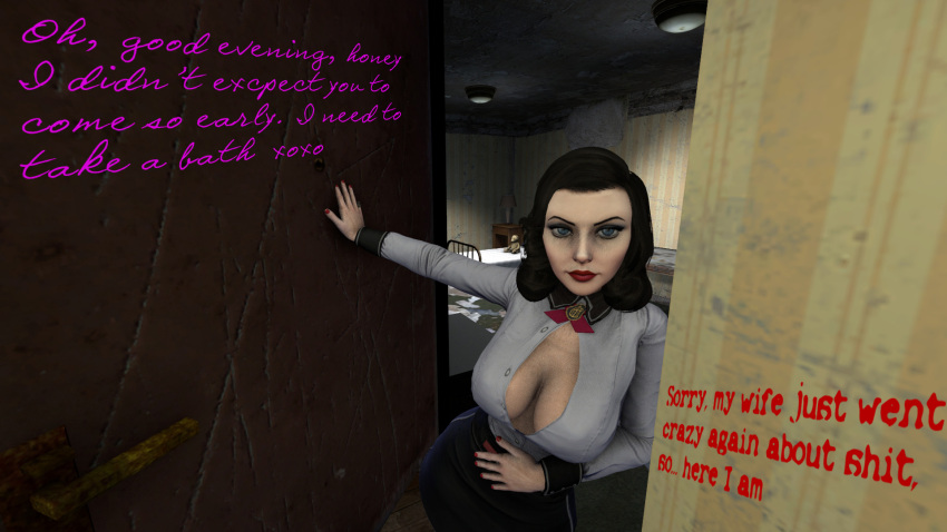 3d alternative_elizabeth_(comic) big_breasts bioshock bioshock_infinite black_hair breasts busty comic comic_page elizabeth_comstock female female_focus hourglass_figure long_hair male male_pov maleartifex pale-skinned_female pale_skin pov prostitution sex tagme wide_hips