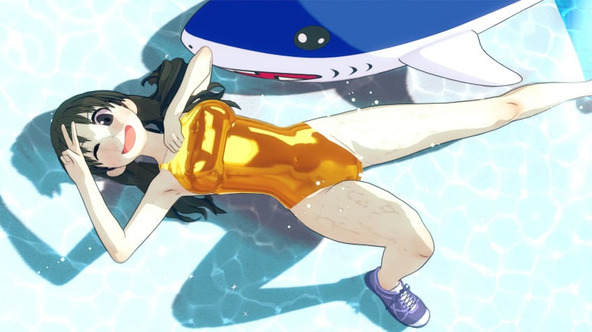 1girls 2025 3d 3d_(artwork) ;d azumanga_daiou breasts clothed clothing female female_focus female_only fully_clothed golden_week koikatsu large_breasts legs_apart leotard long_hair mayofrito mayofruto one-piece_swimsuit smile solo_female swimsuit teacher thick_thighs wink winking_at_viewer yukari_tanizaki