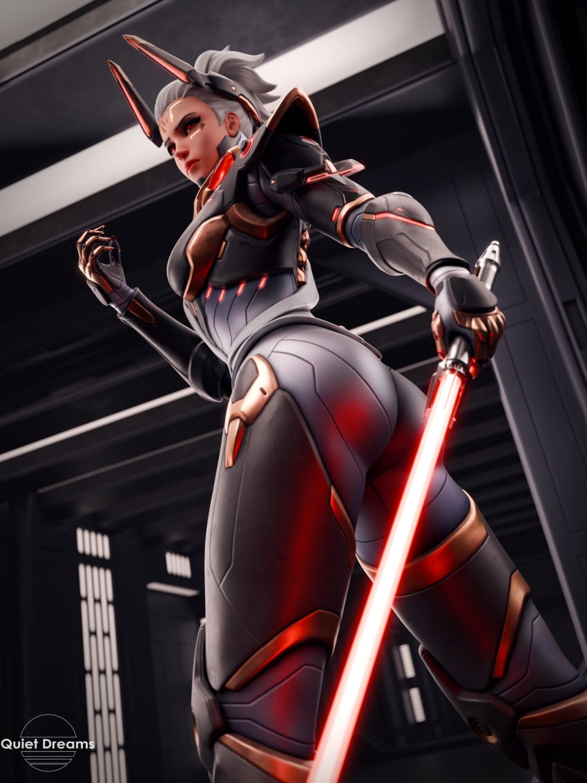 1girls 3d blender female lightsaber mercy mirrorwatch overwatch overwatch_2 quietdreams3d sith star_wars vengeance_mercy