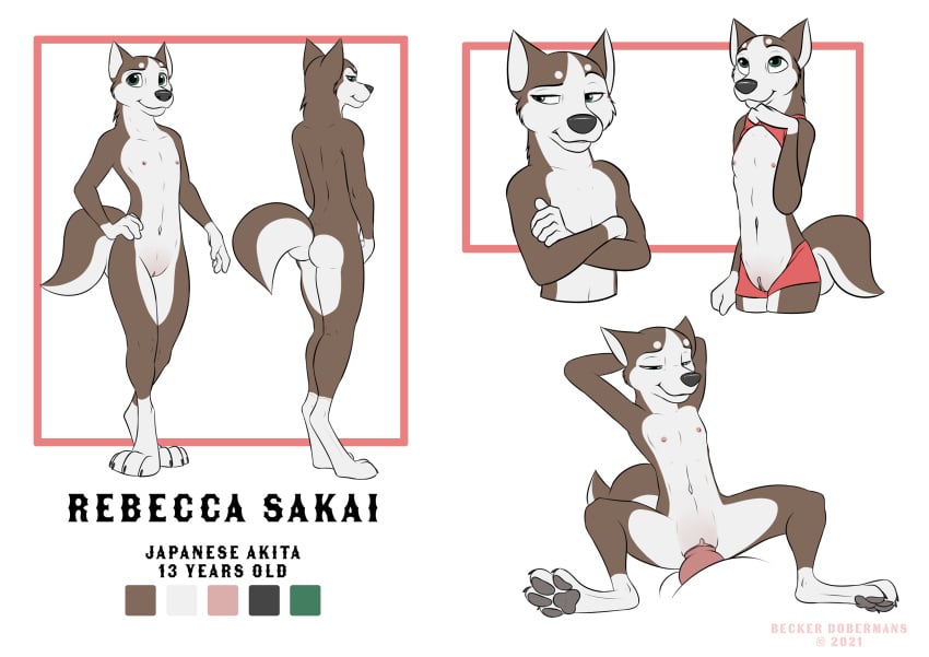 2021 adolescent akita anthro ass beckerdobermans canid canine canis clitoris domestic_dog duo english_text female flat_chested genitals green_eyes hi_res humanoid_genitalia humanoid_pussy knot loli lolicon male male/female mammal nipples nude penetration penis presenting presenting_pussy pussy rebecca_sakai sex signature smile solo_focus spitz spread_legs spreading standing stated_age stated_young text vaginal_penetration vaginal_penetration young young_anthro young_female