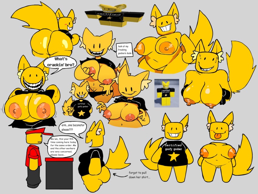 1girls 2024 animal_humanoid areola areolae ass big_ass big_breasts big_tail blush breasts cat_humanoid clothing compilation dialogue digital_drawing_(artwork) digital_media_(artwork) edit english_text felid felid_humanoid feline feline_humanoid female genitals goofy_goober_(loudnormal4) grin humanoid inner_ear_fluff looking_at_viewer loudnormal4 mammal mammal_humanoid nipples nude nude_female pussy reference_image roblox roblox_avatar robloxian shirt slightly_chubby slightly_chubby_female smile solo source_request speech_bubble standing tail text text_on_clothing text_on_shirt text_on_topwear thighs third-party_edit tongue tongue_out topwear tuft wide_grin yellow yellow_body