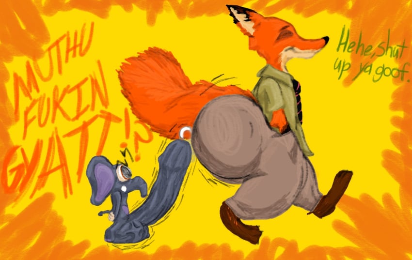 ass balls big_balls big_butt big_penis bodily_fluids butt_jiggle canid canine claws closed_eyes clothed clothing costume dialogue disney dripping ejaculation erection feet fennec_fox finnick finnick_(zootopia) fox fully_clothed genital_fluids genitals gyatt_(meme) half_assin_it halfassinit hand_in_pocket hands-free happy huge_butt humor hyper hyper_butt jiggling leaking_precum male male_focus mammal meme mouth_closed nick_wilde orange_eyes penis pockets precum precum_drip precum_on_own_penis precum_on_penis precum_squirt precum_string precum_through_clothing simple_background sitting_on_balls size_difference spontaneous_ejaculation spontaneous_erection standing_on_balls surprise surprised_expression tail talking_to_another thick_thighs throbbing throbbing_balls throbbing_penis toe_claws toes toony true_fox vein veiny_balls walking wet wet_clothing wobbling zootopia