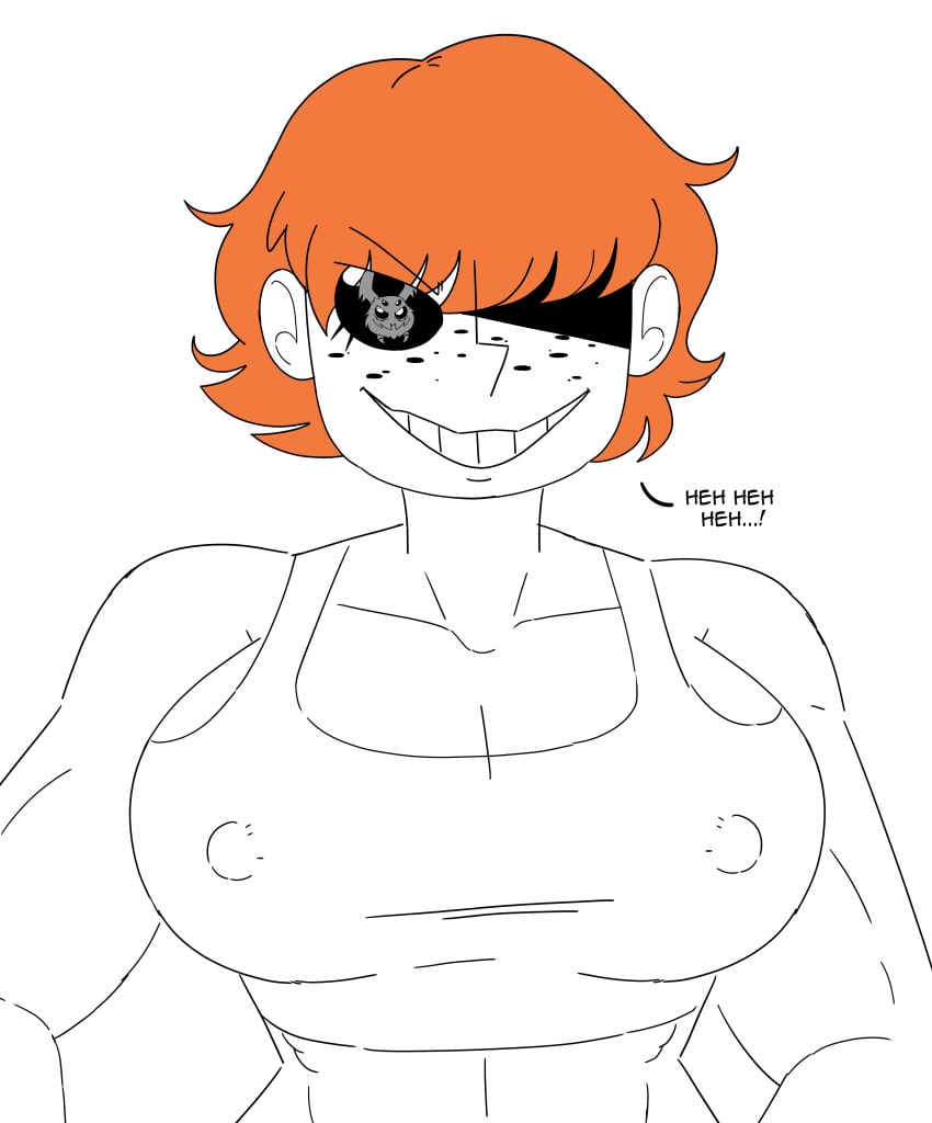 1girls abs biceps big_breasts body_invasion closed_eyes corruption covered_eyes creature creature_inside dez-a-sketch erect_nipples evil_grin female female_focus female_only freckles ginger hard_nipples leslie_mcmurray muscles muscular muscular_female oc possessed possession red_hair scottish short_hair short_hair_female sports_bra takeover tomboy toned_female xiaolin_showdown
