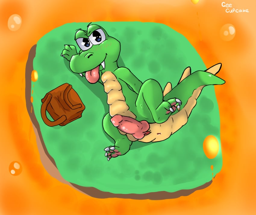 1boy anthro croc croc:_legend_of_the_gobbos crocodile erection geecupcake male male_only penis reptile scalie solo