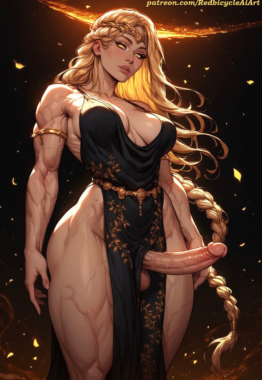 1futa abs ai_generated arm_ring athletic athletic_futanari big_penis black_dress blonde blonde_hair bracelet braid braided_hair breasts cleavage curvy curvy_body curvy_figure curvy_hips curvy_thighs dickgirl dress elden_ring fit fit_futanari futa_focus futa_only golden_eyes inner_sideboob large_penis long_hair long_penis looking_at_viewer muscular muscular_arms muscular_futanari muscular_legs muscular_thighs queen_marika_the_eternal redbisycle thick_penis thick_thighs thigh_cutout veiny_muscles voluptuous voluptuous_futanari voluptuous_milf white_skin yellow_eyes