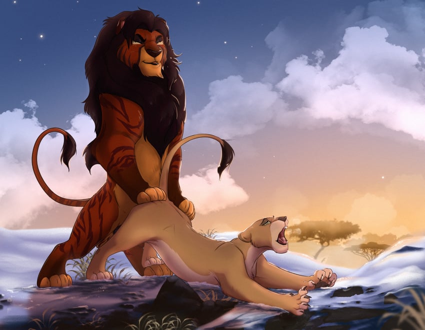 2025 animal_genitalia balls canon_x_oc closed_eyes cloud detailed_background disney duo eshe_(mufasa:_the_lion_king) felid female feral genitals hi_res lion looking_pleasured malaika4 male male/female mammal mufasa:_the_lion_king mula_(dark_wolf2018) pantherine penis plant raised_tail rock sex snow star sunset tail the_lion_king tree vaginal_penetration venvatio