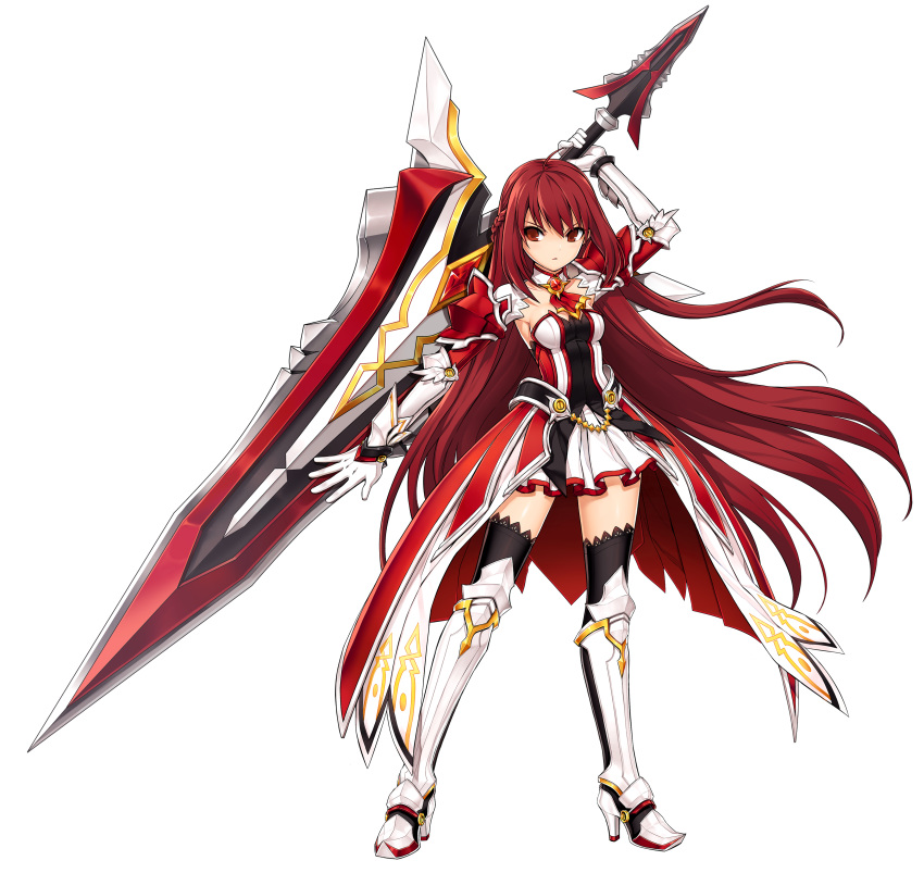 elesis_(elsword) elesis_sieghart elsword red_eyes red_hair solo sword