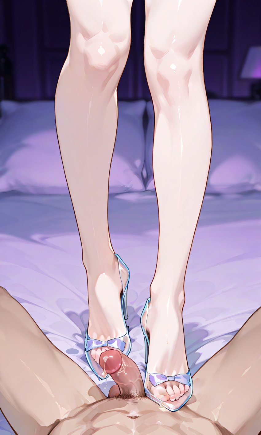 2boys ai_generated bed feet feet_visible_through_clothing femboy feminine feminine_male footjob footjob_with_footwear gay girly heels high_heels leg_focus legs lower_body male myriel penis precum reneenjoyer stepped_on stepping_on_balls stepping_on_penis thick_thighs thighs toes toes_visible_through_clothing transparent_clothing transparent_high_heels trap yaoi