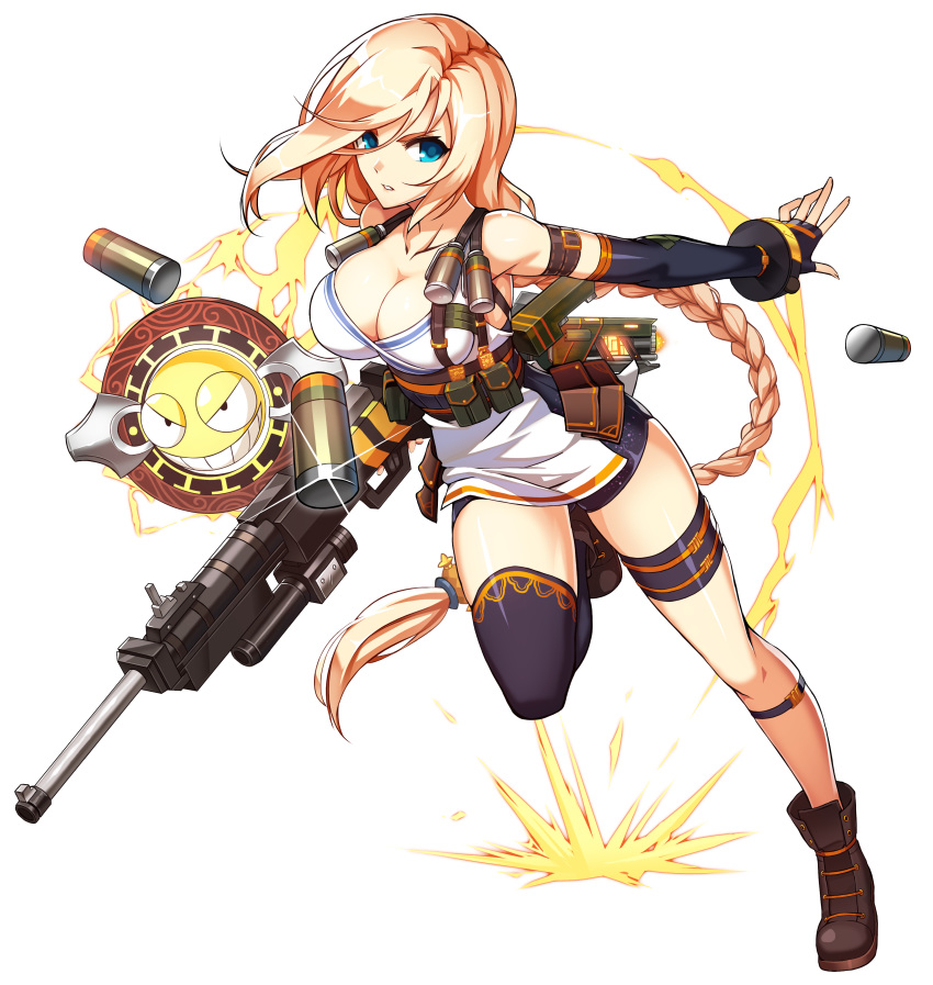 1girls blonde_hair blue_eye dungeon_and_fighter dungeon_fighter_online elsword female female_gunner_(dungeon_and_fighter) female_only gun guns rose rose_(elsword) solo