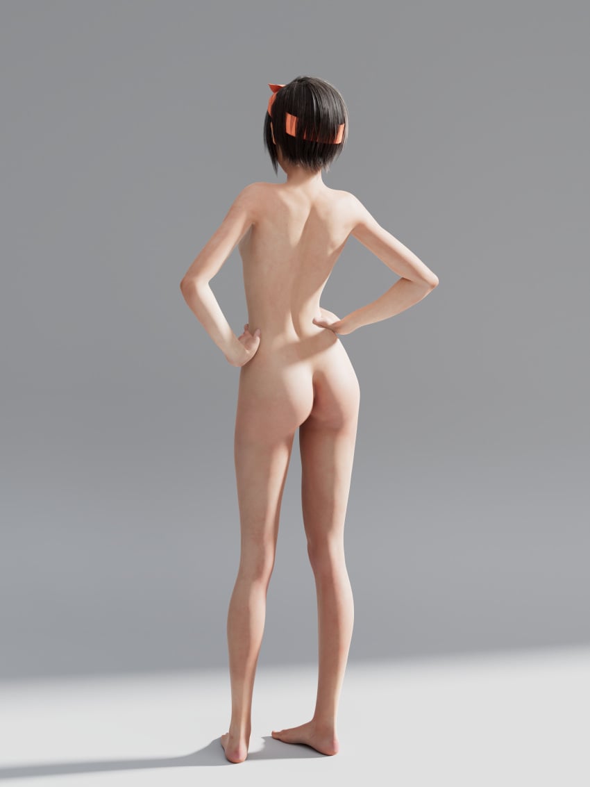 1girls 3d ass back billyhhyb black_hair feet female female_only final_fantasy final_fantasy_vii final_fantasy_vii_rebirth final_fantasy_vii_remake hi_res highres light-skinned_female light_skin nude nude_female simple_background solo solo_female standing thighs toes yuffie_kisaragi