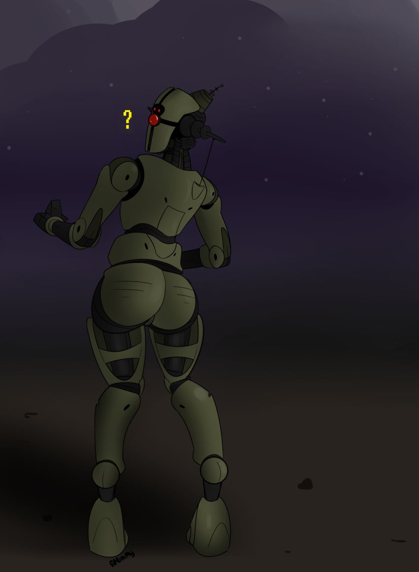 ? ass assaultron back big_ass confused fallout fallout_4 feet mech night outdoors robot sky stumpy