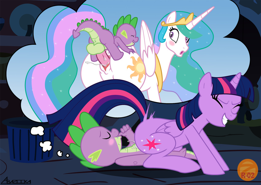 2016 alicorn anus balls dragon dream equine erection female feral friendship_is_magic horn male mammal my_little_pony penetration penis princess_celestia_(mlp) pussy sex sleeping spike_(mlp) twilight_sparkle_(mlp) vaginal_penetration vaginal_penetration wings zeta_r-02