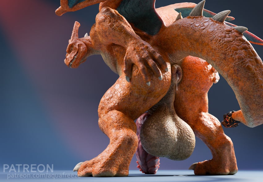 anthro anus aquafreeze ass bodily_fluids charizard cum cum_in_ass cum_inside generation_1_pokemon genital_fluids male membrane_(anatomy) membranous_wings nintendo pokemon pokemon_(species) rear_view scales scalie sharp_teeth solo spikes spikes_(anatomy) tail teeth wings zharus_(aquafreeze)